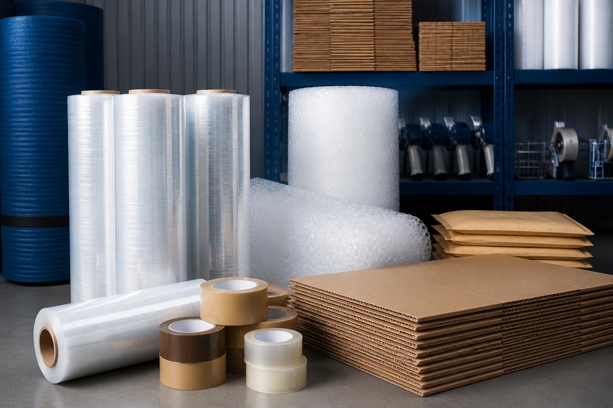 Materiais de proteção e logística: stretch, plástico bolha e fitas adesivas